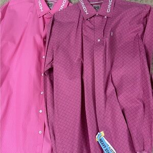 Two Cinch Men’s Pink/Magenta Printed Western Button-Up Shirts